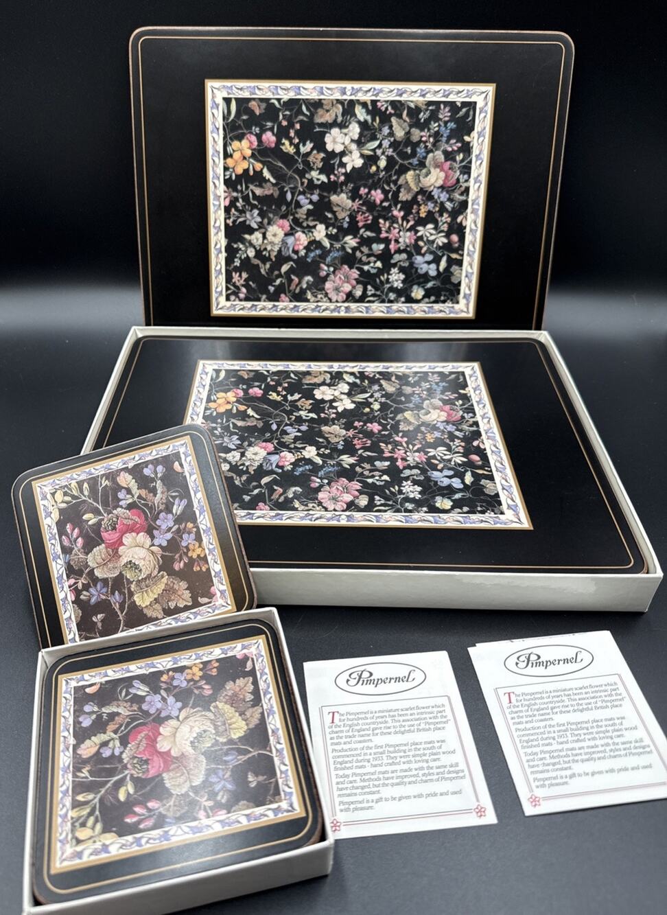 Vintage Pimpernel Kilburn Floral 6 Placemats And 6 Coasters EUC In Box